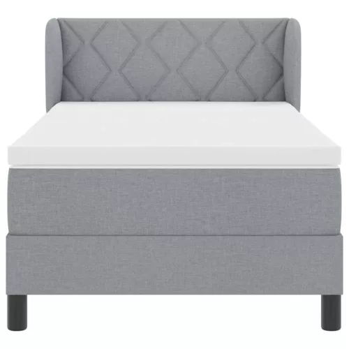 Boxspring ágy matraccal Világosszürke 90 x 200 cm szövet