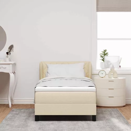 Boxspring ágy matraccal Krém 100 x 200 cm szövet