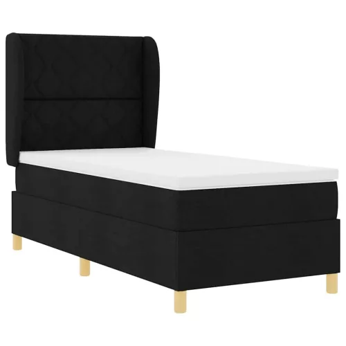 Boxspring ágy matraccal Sötétszürke 90x190 cm Szövet Fekete
