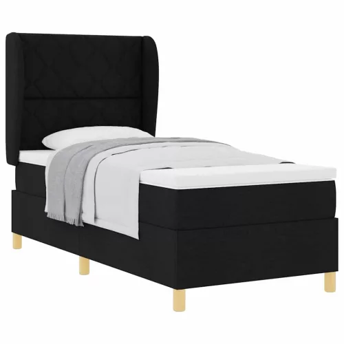 Boxspring ágy matraccal Sötétszürke 90x190 cm Szövet Fekete
