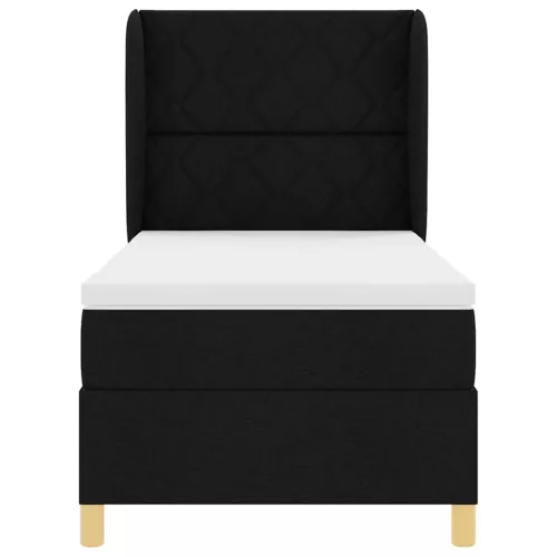 Boxspring ágy matraccal Sötétszürke 90x190 cm Szövet Fekete