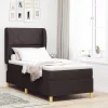 Boxspring ágy matraccal Sötétszürke 90x190 cm Szövet sötétbarna