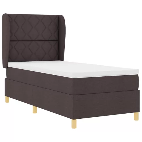 Boxspring ágy matraccal Sötétszürke 90x190 cm Szövet sötétbarna