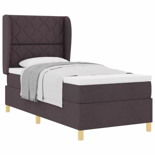 Boxspring ágy matraccal Sötétszürke 90x190 cm Szövet sötétbarna
