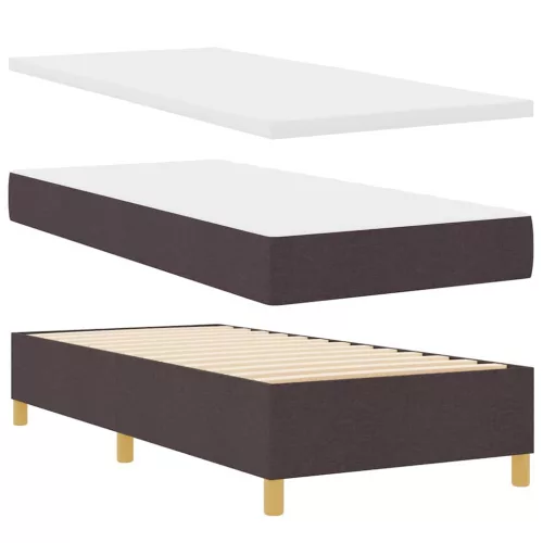 Boxspring ágy matraccal Sötétszürke 90x190 cm Szövet sötétbarna
