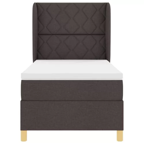 Boxspring ágy matraccal Sötétszürke 90x190 cm Szövet sötétbarna
