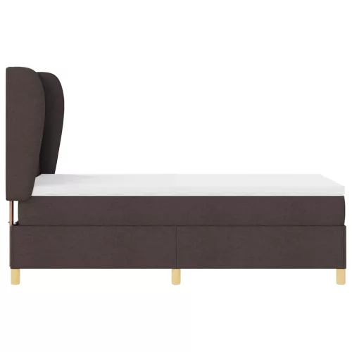 Boxspring ágy matraccal Sötétszürke 90x190 cm Szövet sötétbarna