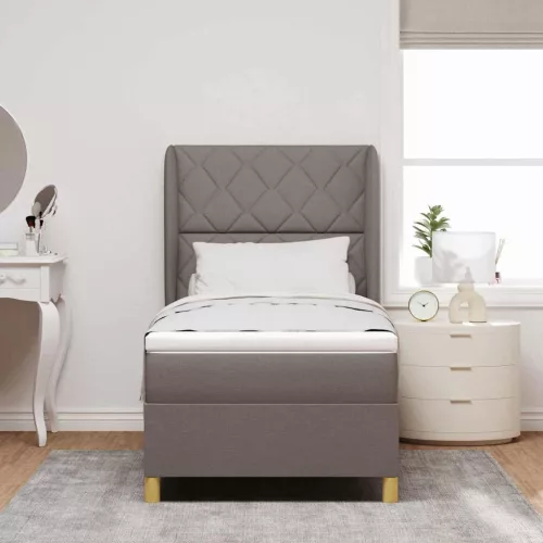 Boxspring ágy matraccal Sötétszürke 90x190 cm Szövet Tópszínű