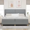 Boxspring ágy matraccal Sötétszürke 90x190 cm Szövet matraccal