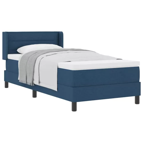 Boxspring ágy matraccal Kék 90 x 200 cm Szövet és Mérnöki Fa