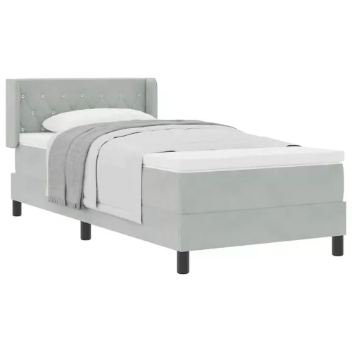 Box Spring ágy matraccal fekete 100x200 cm bársonyos matraccal