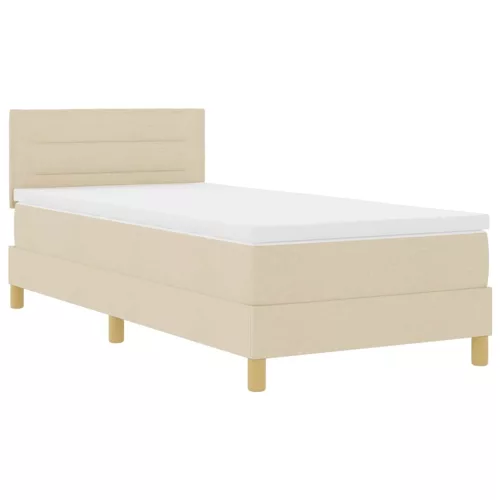 Boxrugós ágy matraccal fejtámlával Krém 100 x 200 cm szövet