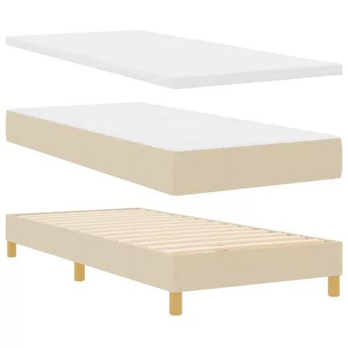Boxrugós ágy matraccal fejtámlával Krém 100 x 200 cm szövet