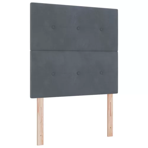 Boxrugós ágy matraccal Sötétszürke 120 x 190 cm Bársony