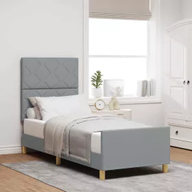 Ágykeret fejtámlával Világosszürke 80 x 200 cm szövet