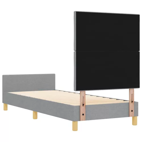 Ágykeret fejtámlával Világosszürke 80 x 200 cm szövet