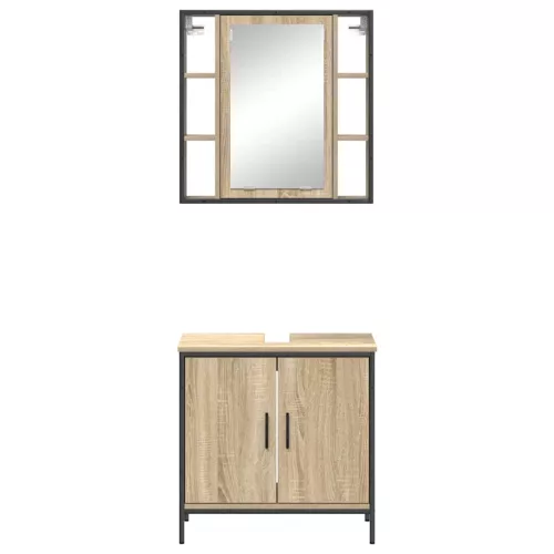 Fürdőszoba bútor szett 2 pcs Barna 60 x 30 x 60 cm Faanyag