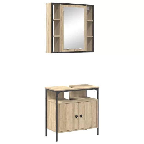 Fürdőszoba bútor szett 2 pcs Barna 60 x 30 x 60 cm Faanyag