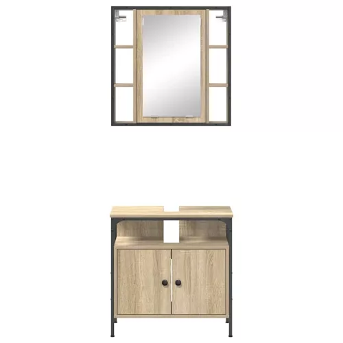 Fürdőszoba bútor szett 2 pcs Barna 60 x 30 x 60 cm Faanyag