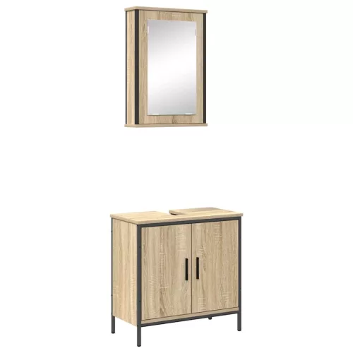 Fürdőszoba bútor szett 2 pcs Barna 60 x 30 x 60 cm Faanyag