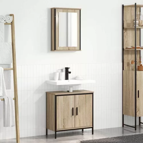 Fürdőszoba bútor szett 2 pcs Barna 60 x 30 x 60 cm Faanyag