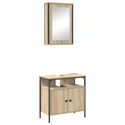 Fürdőszoba bútor szett 2 pcs Barna 60 x 30 x 60 cm Faanyag