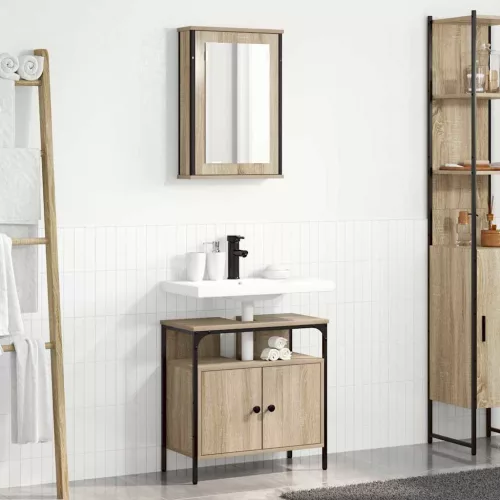 Fürdőszoba bútor szett 2 pcs Barna 60 x 30 x 60 cm Faanyag