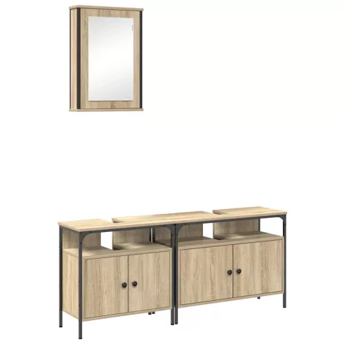Fürdőszoba bútor szett 3 pcs Barna 80 x 30 x 60 cm Faanyag