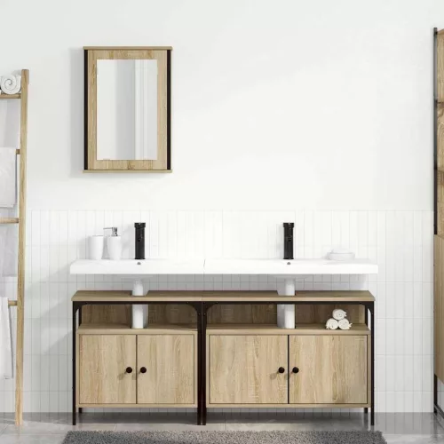 Fürdőszoba bútor szett 3 pcs Barna 80 x 30 x 60 cm Faanyag