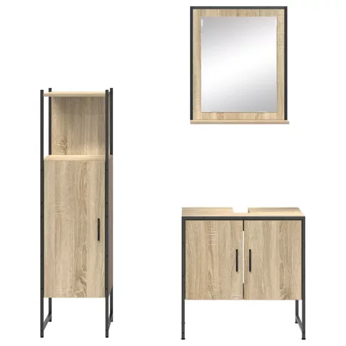 Fürdőszoba bútor szett 3 pcs Barna 60 x 33 x 60 cm Faanyag