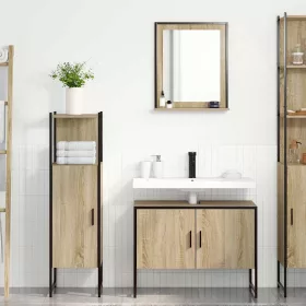  Fürdőszoba bútor szett 3 pcs Barna 33 x 33 x 120.5 cm Faanyag