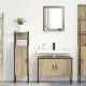 Fürdőszoba bútor szett 3 pcs Barna 33 x 33 x 120.5 cm Faanyag