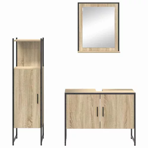 Fürdőszoba bútor szett 3 pcs Barna 33 x 33 x 120.5 cm Faanyag