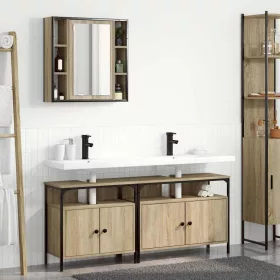   Fürdőszobai Szekrény Szett 3 pcs sonoma tölgy 80 x 30 x 60 cm