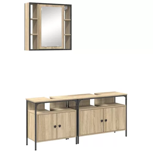 Fürdőszobai Szekrény Szett 3 pcs sonoma tölgy 80 x 30 x 60 cm
