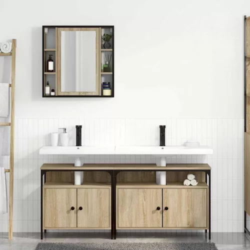 Fürdőszobai Szekrény Szett 3 pcs sonoma tölgy 80 x 30 x 60 cm