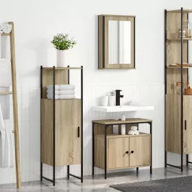   Fürdőszoba bútor szett 3 pcs Barna 33 x 33 x 120.5 cm Faanyag