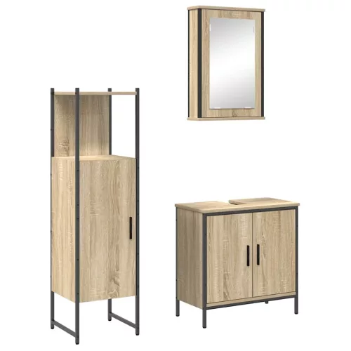 Fürdőszoba bútor szett 3 pcs Barna 60 x 30 x 60 cm Faanyag