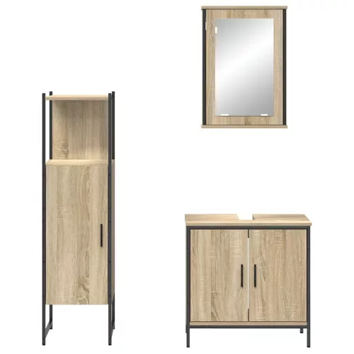 Fürdőszoba bútor szett 3 pcs Barna 60 x 30 x 60 cm Faanyag