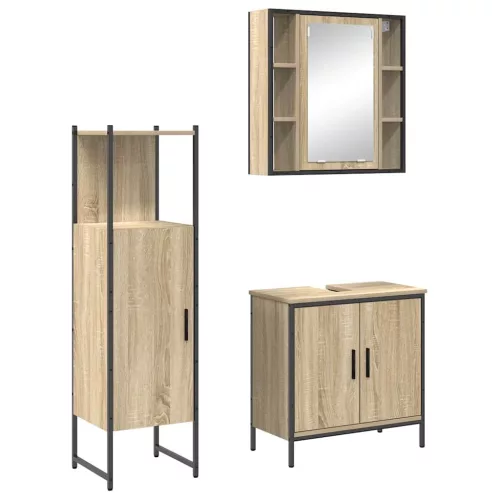 Fürdőszoba bútor szett 3 pcs Barna 60 x 30 x 60 cm Faanyag