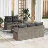 Kerti Kanapé Szett 6 pcs Szürke Poli rattan