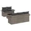 Kerti Kanapé Szett 6 pcs Szürke Poli rattan