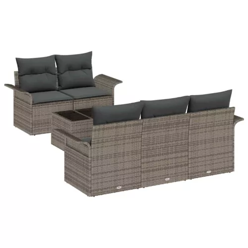 Kerti Kanapé Szett 6 pcs Szürke Poli rattan