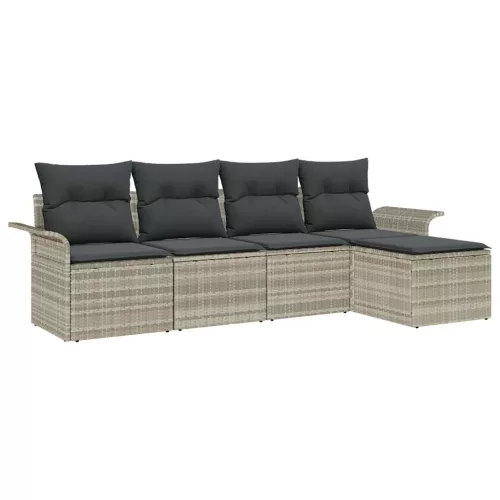 Kerti Kanapé Szett párnával 5 pcs Világosszürke Poli rattan