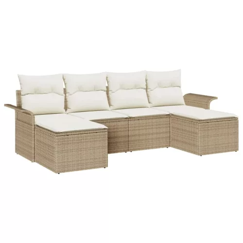 Kerti Kanapé Szett párnával 6 pcs Bézs Poli rattan