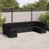 Kerti Kanapé Szett párnával 10 pcs Fekete Poli rattan