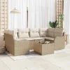 Kerti Kanapé Szett 7 pcs Bézs 55 x 55 x 37 cm Poli rattan