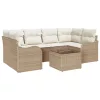 Kerti Kanapé Szett 7 pcs Bézs 55 x 55 x 37 cm Poli rattan