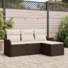 Kerti Kanapé Szett párnával 4 pcs Barna Poli rattan