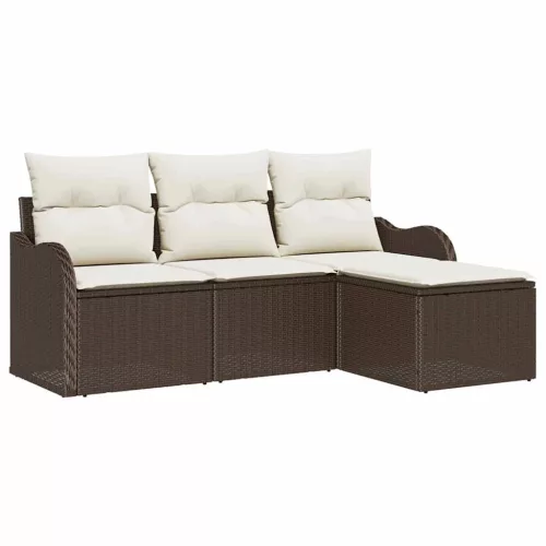 Kerti Kanapé Szett párnával 4 pcs Barna Poli rattan